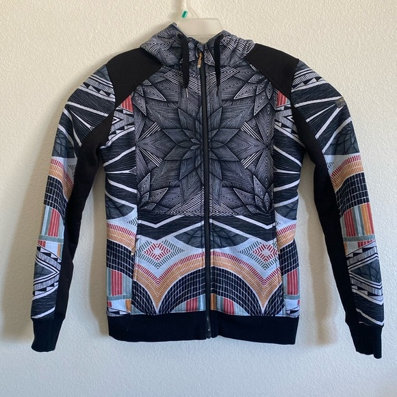 ROXY Frost PrintedTrue BlackPop Snow Stars Full Zip Hooded Jacket Size L - Picture 1 of 10